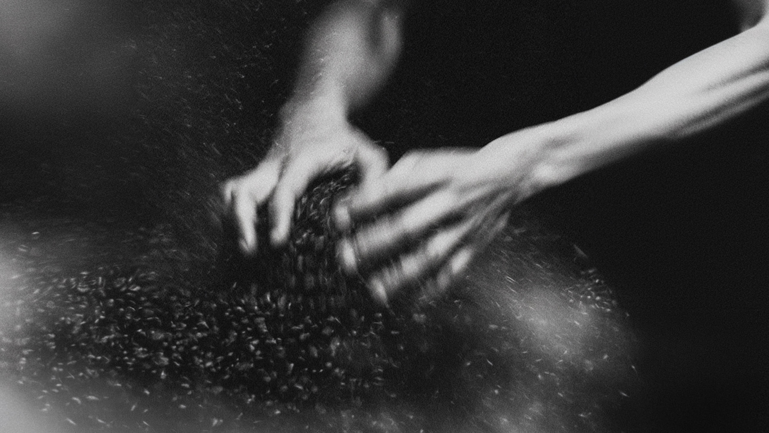 Specters: handen in koffiebonen